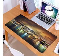 KDWJS Tapis de Souris XXL Speed Gaming - 90x40 cm - Base en Caoutchouc antidérapant Extended - Améliore la précision et la Vitesse - Ville, Skyline emblématique de Manhattan au crépuscule, bâtiments