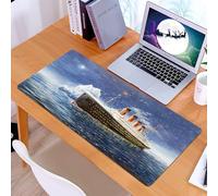 KDWJS Tapis de Souris XXL Speed Gaming - 90x40 cm - Base en Caoutchouc antidérapant Extended - Améliore la précision et la Vitesse - Peinture à l'huile Originale du Titanic et d'un Iceberg dans l'océ