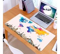 KDWJS Tapis de Souris XXL Speed Gaming - 90x40 cm - Base en Caoutchouc antidérapant Extended - Améliore la précision et la Vitesse - Carte du Monde colorée à l'aquarelle avec des Points de repère Mon