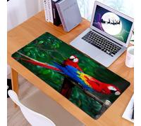 KDWJS Tapis de Souris XXL Speed Gaming - 90x40 cm - Base en Caoutchouc antidérapant Extended - Améliore la précision et la Vitesse - Une Paire d'aras colorés perchés sur des Branches de Plantes Verte