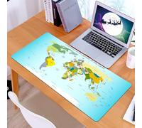 KDWJS Tapis de Souris XXL Speed Gaming - 90x40 cm - Base en Caoutchouc antidérapant Extended - Améliore la précision et la Vitesse - Décor Wanderlust, Carte du Monde avec Les Pays et Les Capitales de