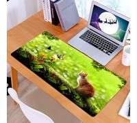 KDWJS Tapis de Souris XXL Speed Gaming - 90x40 cm - Base en Caoutchouc antidérapant Extended - Améliore la précision et la Vitesse - Chat au Pays des Merveilles, Un Chat Regarde Les Plantes Vertes lu