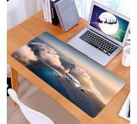 KDWJS Tapis de Souris XXL Speed Gaming - 90x40 cm - Base en Caoutchouc antidérapant Extended - Améliore la précision et la Vitesse - Un Avion Blanc survole Les Montagnes et Les Nuages Bas au Coucher