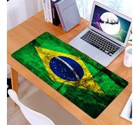 KDWJS Tapis de Souris XXL Speed Gaming - 90x40 cm - Base en Caoutchouc antidérapant Extended - Améliore la précision et la Vitesse - Drapeau brésilien torsadé, sur Fond texturé rouillé, Symbole du Br