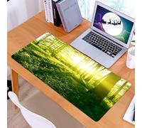 KDWJS Tapis de Souris XXL Speed Gaming - 90x40 cm - Base en Caoutchouc antidérapant Extended - Améliore la précision et la Vitesse - Nature, Lever de Soleil dans la forêt du Groenland Matin Herbe Her
