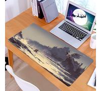 KDWJS Tapis de Souris XXL Speed Gaming - 90x40 cm - Base en Caoutchouc antidérapant Extended - Améliore la précision et la Vitesse - Décor médiéval, Peinture Fantastique d'un Roi Marchant dans la mer