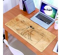 KDWJS Tapis de Souris XXL Speed Gaming - 90x40 cm - Base en Caoutchouc antidérapant Extended - Améliore la précision et la Vitesse - Anatomie Humaine, Homme de Vitruve médiéval éclosant célèbre Itali
