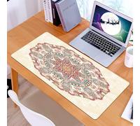 KDWJS Tapis de Souris XXL Speed Gaming - 90x40 cm - Base en Caoutchouc antidérapant Extended - Améliore la précision et la Vitesse - Mandala, Mandala Oriental Figure Vintage Style Boho Art Formes Géo