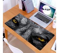 KDWJS Tapis de Souris XXL Speed Gaming - 90x40 cm - Base en Caoutchouc antidérapant Extended - Améliore la précision et la Vitesse - Œil, Yeux de mammifère Dangereux du Loup Sauvage Prédateur agressi