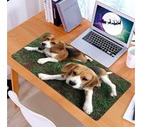 KDWJS Tapis de Souris XXL Speed Gaming - 90x40 cm - Base en Caoutchouc antidérapant Extended - Améliore la précision et la Vitesse - Animal, Deux Chiots Mignons se détendant sur l'herbe, l'un avec Un