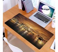 KDWJS Tapis de Souris XXL Speed Gaming - 90x40 cm - Base en Caoutchouc antidérapant Extended - Améliore la précision et la Vitesse - Ville, Paysage de New York Manhattan, Pont de Brooklyn et Gratte-c