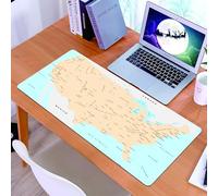 KDWJS Tapis de Souris XXL Speed Gaming - 90x40 cm - Base en Caoutchouc antidérapant Extended - Améliore la précision et la Vitesse - Carte des États-Unis, représentant Les Pays, Les Villes célèbres,