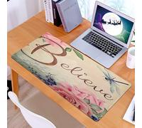 KDWJS Tapis de Souris XXL Speed Gaming - 90x40 cm - Base en Caoutchouc antidérapant Extended - Améliore la précision et la Vitesse - Belle œuvre d'art avec Un Lettrage à la Mode du Mot « Croire », en