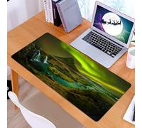 KDWJS Tapis de Souris XXL Speed Gaming - 90x40 cm - Base en Caoutchouc antidérapant Extended - Améliore la précision et la Vitesse - Merveille islandaise : Les aurores boréales illuminent Une Cascade