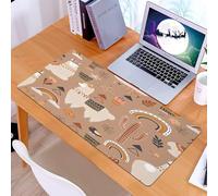 KDWJS Tapis de Souris XXL Speed Gaming - 90x40 cm - Base en Caoutchouc antidérapant Extended - Améliore la précision et la Vitesse - Cougar Mignon, Cactus et Arc-en-Ciel de Style bohème, Conception d