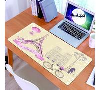 KDWJS Tapis de Souris XXL Speed Gaming - 90x40 cm - Base en Caoutchouc antidérapant Extended - Améliore la précision et la Vitesse - Bisous, Fleurs, Symboles de Paris, Monuments, Tour Eiffel, montgol
