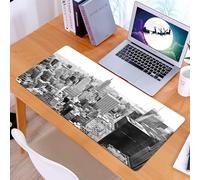 KDWJS Tapis de Souris XXL Speed Gaming - 90x40 cm - Base en Caoutchouc antidérapant Extended - Améliore la précision et la Vitesse - Manhattan Skyline Noir et Blanc New York City(1)(1)