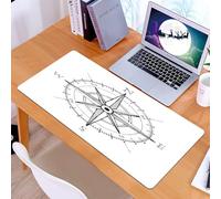 KDWJS Tapis de Souris XXL Speed Gaming - 90x40 cm - Base en Caoutchouc antidérapant Extended - Améliore la précision et la Vitesse - Boussole, Boussole dessinée à la Main, Rose des Vents, Nord et sud