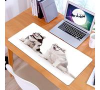 KDWJS Tapis de Souris XXL Speed Gaming - 90x40 cm - Base en Caoutchouc antidérapant Extended - Améliore la précision et la Vitesse - Deux Chiens Husky Assis à côté, Leurs Yeux expressifs et Leurs BOU