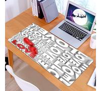 KDWJS Tapis de Souris XXL Speed Gaming - 90x40 cm - Base en Caoutchouc antidérapant Extended - Améliore la précision et la Vitesse - Décor d'amour, Macro Gros textes d'amour Lettrage réglage émoci,