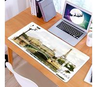 KDWJS Tapis de Souris XXL Speed Gaming - 90x40 cm - Base en Caoutchouc antidérapant Extended - Améliore la précision et la Vitesse - Rues parisiennes - Tableau de Style Peinture Vintage