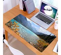 KDWJS Tapis de Souris XXL Speed Gaming - 90x40 cm - Base en Caoutchouc antidérapant Extended - Améliore la précision et la Vitesse - Paysage, Lac Louise, Parc National Banff, Canada, Montagnes, Plant