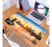 KDWJS Tapis de Souris XXL Speed Gaming - 90x40 cm - Base en Caoutchouc antidérapant Extended - Améliore la précision et la Vitesse - Le Pont de Brooklyn et Les Gratte-Ciel de Lower Manhattan au Couch