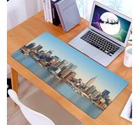KDWJS Tapis de Souris XXL Speed Gaming - 90x40 cm - Base en Caoutchouc antidérapant Extended - Améliore la précision et la Vitesse - Urbain, New York City Skyline sur la rivière Hudson Empire State B