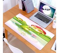 KDWJS Tapis de Souris XXL Speed Gaming - 90x40 cm - Base en Caoutchouc antidérapant Extended - Améliore la précision et la Vitesse - Dessin animé d'une Grenouille Verte Assise sur Un Lotus entourée d