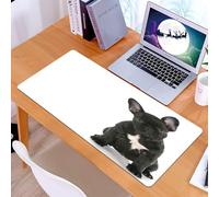 KDWJS Tapis de Souris XXL Speed Gaming - 90x40 cm - Base en Caoutchouc antidérapant Extended - Améliore la précision et la Vitesse - Bouledogue français Assis regardant Le spectateur avec reflet sur