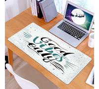 KDWJS Tapis de Souris XXL Speed Gaming - 90x40 cm - Base en Caoutchouc antidérapant Extended - Améliore la précision et la Vitesse - Bonnes Vibrations, Lettres manuscrites stylisées, Points de callig