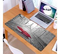 KDWJS Tapis de Souris XXL Speed Gaming - 90x40 cm - Base en Caoutchouc antidérapant Extended - Améliore la précision et la Vitesse - Paris Rain Road, Une Rue pavée avec des parapluies Rouges, la Tour