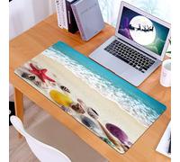 KDWJS Tapis de Souris XXL Speed Gaming - 90x40 cm - Base en Caoutchouc antidérapant Extended - Améliore la précision et la Vitesse - Plage, Une série de Coquillages et d'étoiles de mer Vives au Bord