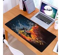 KDWJS Tapis de Souris XXL Speed Gaming - 90x40 cm - Base en Caoutchouc antidérapant Extended - Améliore la précision et la Vitesse - Guitare dans la tourmente élémentaire Le feu et l'eau entrent en c