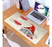 KDWJS Tapis de Souris XXL Speed Gaming - 90x40 cm - Base en Caoutchouc antidérapant Extended - Améliore la précision et la Vitesse - Nain d'hiver Festif, Joyeux GNOME sur Chapeau Rouge Tenant Un cœur