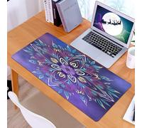 KDWJS Tapis de Souris XXL Speed Gaming - 90x40 cm - Base en Caoutchouc antidérapant Extended - Améliore la précision et la Vitesse - Mandalas fractales Espace Art Violet Fleurs géométrique Fond Carte