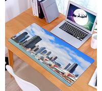 KDWJS Tapis de Souris XXL Speed Gaming - 90x40 cm - Base en Caoutchouc antidérapant Extended - Améliore la précision et la Vitesse - Horizon Urbain du Centre-Ville de Chicago avec des Gratte-Ciel sur