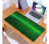 KDWJS Tapis de Souris XXL Speed Gaming - 90x40 cm - Base en Caoutchouc antidérapant Extended - Améliore la précision et la Vitesse - Lumières abstraites Vertes, Conception de mosaïque de Pixels carré
