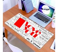 KDWJS Tapis de Souris XXL Speed Gaming - 90x40 cm - Base en Caoutchouc antidérapant Extended - Améliore la précision et la Vitesse - Je t'aime, Journal stylisé International Saint-Valentin Mots Conte
