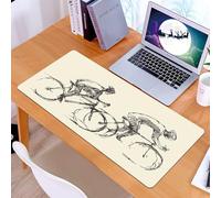 KDWJS Tapis de Souris XXL Speed Gaming - 90x40 cm - Base en Caoutchouc antidérapant Extended - Améliore la précision et la Vitesse - Vélo, dessiné à la Main, Deux Cavaliers sur Une Illustration d'arr