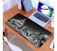 KDWJS Tapis de Souris XXL Speed Gaming - 90x40 cm - Base en Caoutchouc antidérapant Extended - Améliore la précision et la Vitesse - Ville en Noir et Blanc, Vieux bâtiments dans la Rue espagnole à Ma