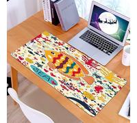 KDWJS Tapis de Souris XXL Speed Gaming - 90x40 cm - Base en Caoutchouc antidérapant Extended - Améliore la précision et la Vitesse - Monde sous-Marin de Dessin animé, Un Poisson coloré nage Entre des