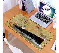KDWJS Tapis de Souris XXL Speed Gaming - 90x40 cm - Base en Caoutchouc antidérapant Extended - Améliore la précision et la Vitesse - Carte rétro du Titanic, Le Plus Grand Navire sur la Carte Antique