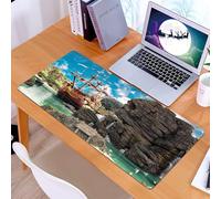 KDWJS Tapis de Souris XXL Speed Gaming - 90x40 cm - Base en Caoutchouc antidérapant Extended - Améliore la précision et la Vitesse - Pirate, Grand Navire Ancien sur Le Rivage Tropical des Caraïbes, î