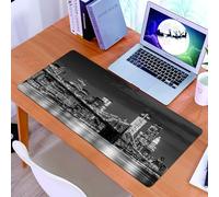 KDWJS Tapis de Souris XXL Speed Gaming - 90x40 cm - Base en Caoutchouc antidérapant Extended - Améliore la précision et la Vitesse - Pont de Brooklyn et Manhattan en soirée, Exposition Touristique et