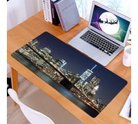 KDWJS Tapis de Souris XXL Speed Gaming - 90x40 cm - Base en Caoutchouc antidérapant Extended - Améliore la précision et la Vitesse - Pont de Brooklyn à New York avec Manhattan au crépuscule