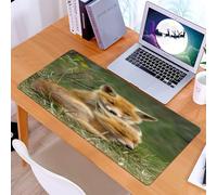 KDWJS Tapis de Souris XXL Speed Gaming - 90x40 cm - Base en Caoutchouc antidérapant Extended - Améliore la précision et la Vitesse - Animaux, Deux Renards Mignons, allongés dans l'herbe, dégageant in