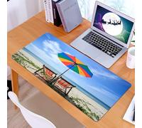 KDWJS Tapis de Souris XXL Speed Gaming - 90x40 cm - Base en Caoutchouc antidérapant Extended - Améliore la précision et la Vitesse - La mer, Quelques chaises et Un Soleil aux Couleurs Vives, des tapi