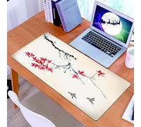 KDWJS Tapis de Souris XXL Speed Gaming - 90x40 cm - Base en Caoutchouc antidérapant Extended - Améliore la précision et la Vitesse - Art de Branche Florale, Une Branche décorée de Fleurs Rouges Accro
