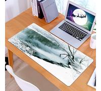 KDWJS Tapis de Souris XXL Speed Gaming - 90x40 cm - Base en Caoutchouc antidérapant Extended - Améliore la précision et la Vitesse - Nature, forêt hivernale aux Feuilles gelées et enneigées. Herbe. B